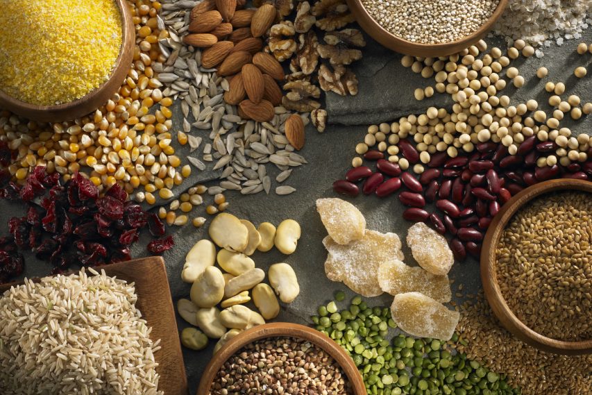 Assorted-grains-nuts-beans-iStock_000019335226